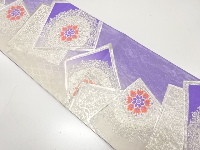 色紙に華紋織り出し　袋帯